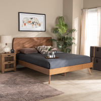 Baxton Studio Aimi-Ash Walnut-Full Baxton Studio Aimi Mid-Century Modern Walnut Brown Finished Wood Full Size Platform Bed